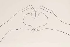 Heart hand gesture vector line drawing